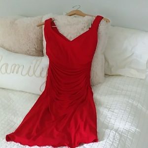 Red dress by Shelli Segal